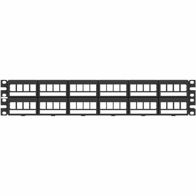 Panduit NetKey Patch Panel, Front Access, Flat, 48-Port, Black, Labels
