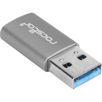 Rocstor Premium USB 3.0 to USB C Slim Aluminum Space Gray Adapter - USB Type-C - 1 x Type 1 x USB 3.0 Type Male - 1 x Type C Female USB - Aluminum Case - USB 3.0 HI-SPEED USB TYPE A to USB-C M/F SLIM/COMPACT - Type C Female USB -