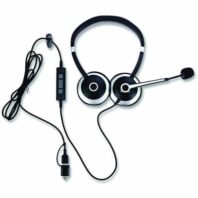 WORKIT DUAL EAR USB HEADSET USB TYPE C AND TYPE A