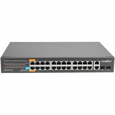 Rocstor SolidConnect SC28 28 Port Switch, 24-Port PoE+ Gigabit Unmanaged Ethernet Port, 2x Gigabit RJ45 & 2x SFP uplink - 802.3af/at