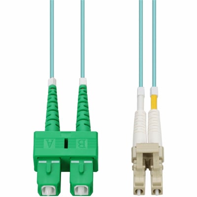 AddOn 20m ASC to LC Aqua OM4 Duplex OFNP (Plenum-Rated) Fiber Patch Cable