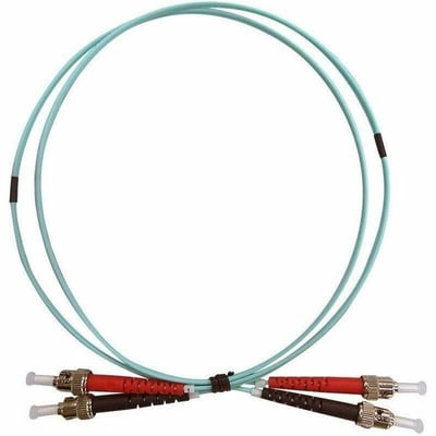 Monoprice Multi-Mode OM4 Fiber Optic Cable - ST-ST UL 3mm 50/125 OFNR Duplex Aqua 1m