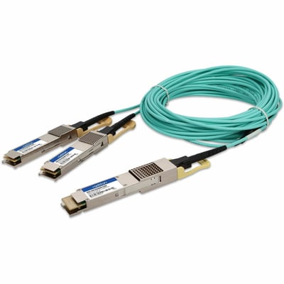 AddOn Cisco&reg; QDD-400-AOC3M to Mellanox&reg; MFS1S00-H003E Compatible TAA 400GBase-AOC QSFP-DD to 2xQSFP56 Active Optical Cable (850nm, MMF, 3m)
