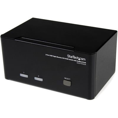StarTech 2 Port Triple Monitor DVI USB KVM Switch with Audio & USB 2.0 Hub