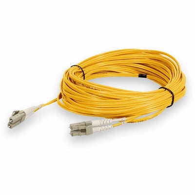 AddOn 15m LC to LC Yellow OM4 Duplex OFNR (Riser-Rated) TAA Fiber Patch Cable