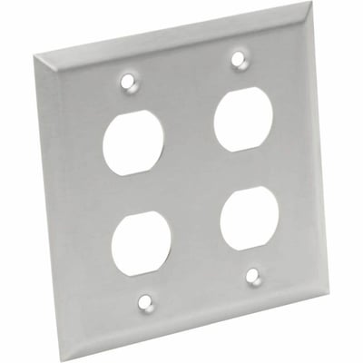 Tripp Lite by Eaton 4 Port Double Gang Faceplate Stainless Steel Industrial Grade IP44 TAA