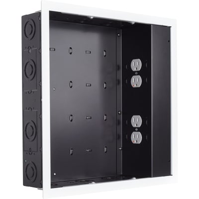 Chief Proximity In-Wall Storage Box with 4 Power Receptacle & Surge - Black
