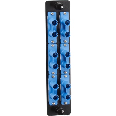 Black Box High-Density Adapter Panel, Ceramic Sleeves, (6) ST Duplex Pairs, Blue