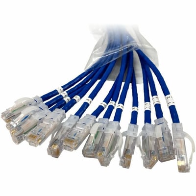 Ortronics EZ Patch Flat Pack Clarity CAT6 9FT, 12 Pack, Violet