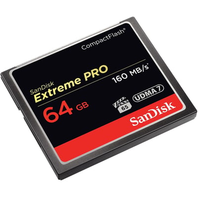 SANDISK, EXTREME PRO, COMPACT FLASH, 64GB, CF 160 MBPS READ,150 MBPS WRITE MIN.