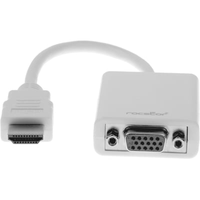Rocstor HDMI to VGA Adapter Converter M/F - 6"- For Ultrabook, Laptop, Monitor, Projectors, Desktop PC, Laptop - 1920x1080 - 1 Pack - 1 x HDMI Male Digital Audio/Video - 1 x HD-15 Female VGA - 6 Inch - White - ADAPTER HDMI TO VGA