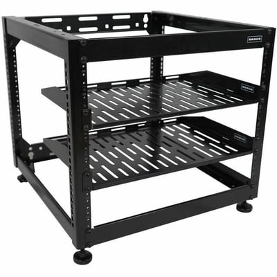 Sanus Component Series AV Rack - 10RU Open Frame Network Rack - 26in Height - Black