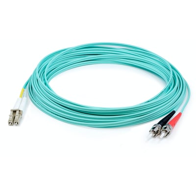 AddOn 0.5m ST to LC Aqua OM4 Duplex OFNP (Plenum-Rated) Fiber Patch Cable