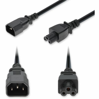 AddOn 10ft C14 Male to C5 Female Standard Commercial 18 AWG 250V at 10A PVC SJT (Service Junior Thermoplastic) Black Power Cable