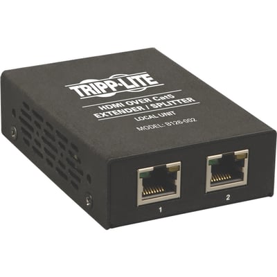 Tripp Lite by Eaton 2-Port HDMI over Cat5/6 Extender/Splitter, Box-Style Transmitter, Video/Audio, 1080/60p up to 150ft, Intl Power Supply
