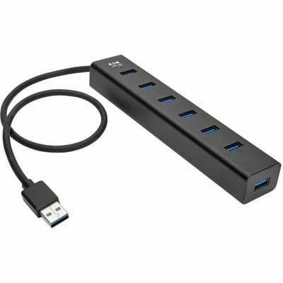 Tripp Lite by Eaton 7-Port USB-A Mini Hub - USB 3.x (5Gbps) International Plug Adapters Aluminum Housing