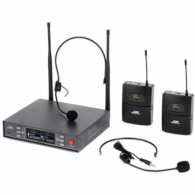 STAGE RIGHT BY MONOPRICE 200-CHANNEL UHF DUAL HEADSET WIRELESS MICROPHONES SYSTE