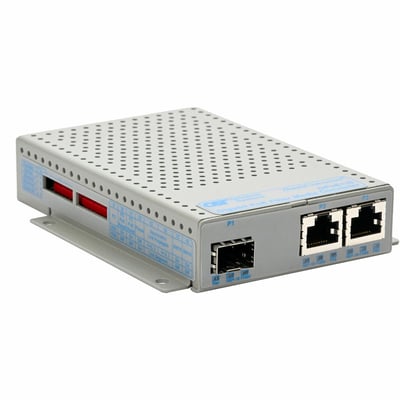 10/100/1000 2XRJ-45 POE+ MEDIA CONVERTER SFP DC -40-60C