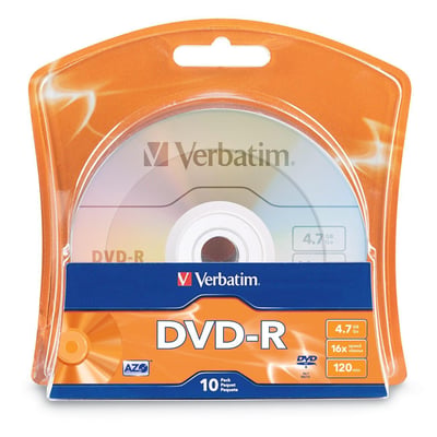 Verbatim DVD Recordable Media - DVD-R - 16x - 4.70 GB - 10 Pack Blister Pack