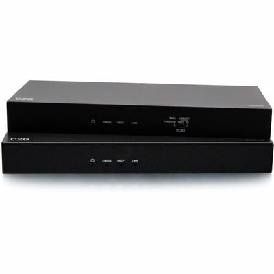 C2G HDBaseT HDMI Extender + 3.5mm, RS232, USB B to A, and IR over Cat - HDMI Transmitter Box to Reciever Box - 4K 60Hz