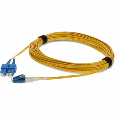 AddOn 10m LC to SC Yellow OS2 Duplex OFNP (Plenum-Rated) TAA SMF Fiber Patch Cable