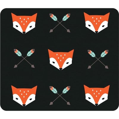 OTM Hipster Prints Black Mouse Pad, Mr. Fox