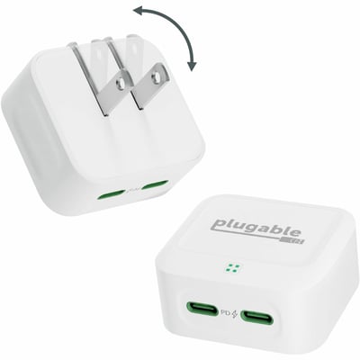 PLUGABLE 40W DUAL USB-C CHARGER 40W DUAL USB-C CHARGER - WHITE