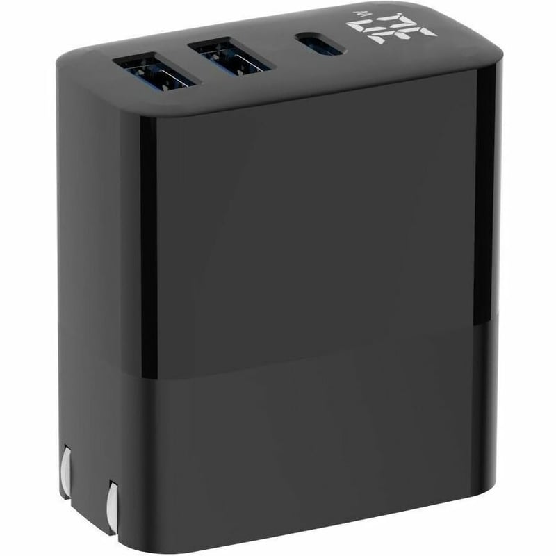 4XEM 30W Wall Charger Triple Output w/ display - Black - Thumbnail 3