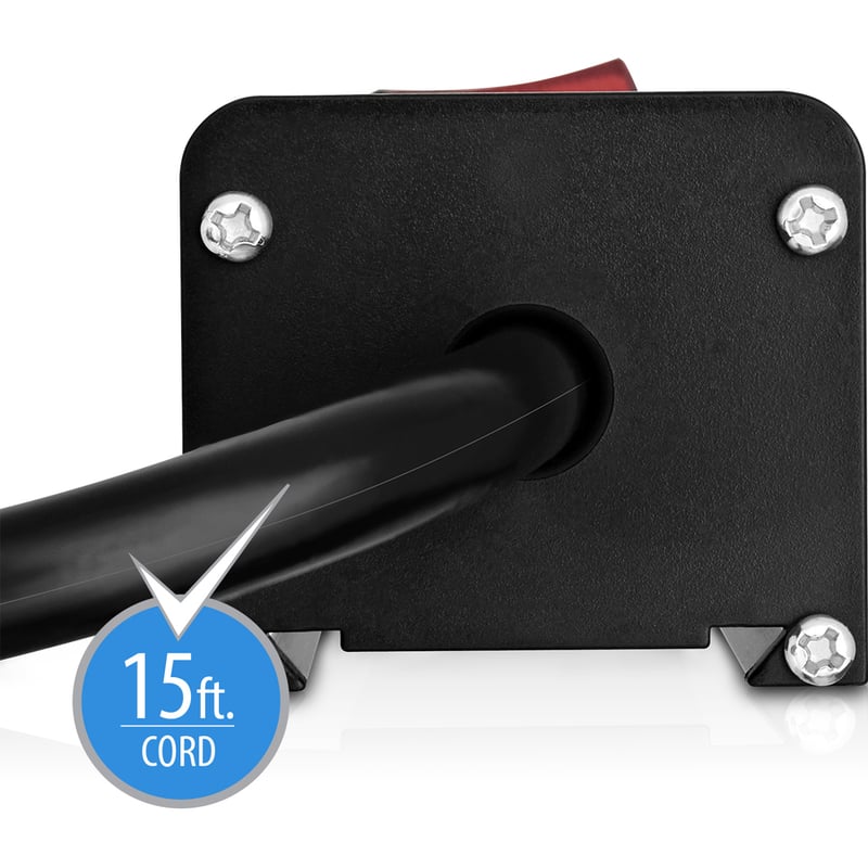 V7 12-Outlet Horizontal Industrial Metal Power Strip 125V, 15A, 15-ft Cord, 5-15R - Thumbnail 5