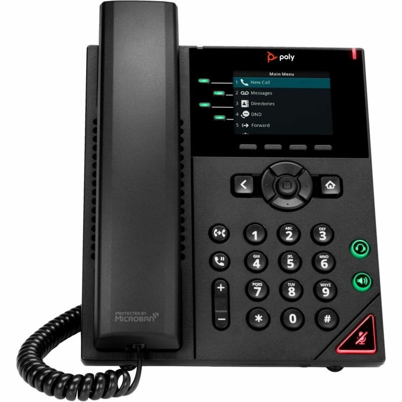 Poly VVX 250 IP Phone - Corded - Corded - Desktop, Wall Mountable - Black - Thumbnail 1