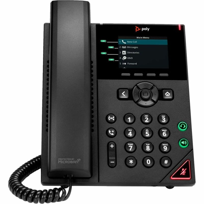 Poly VVX 250 IP Phone - Corded - Corded - Desktop, Wall Mountable - Black - Thumbnail 2