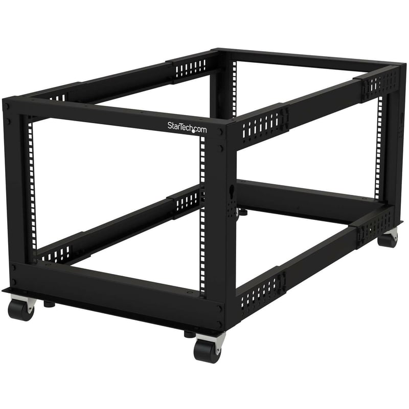 StarTech.com 4-Post 8U Mobile Open Frame Server Rack, 19in Network Rack with Casters, Small Rolling Rack for Computer/AV/Data/IT Equipment - Thumbnail 1
