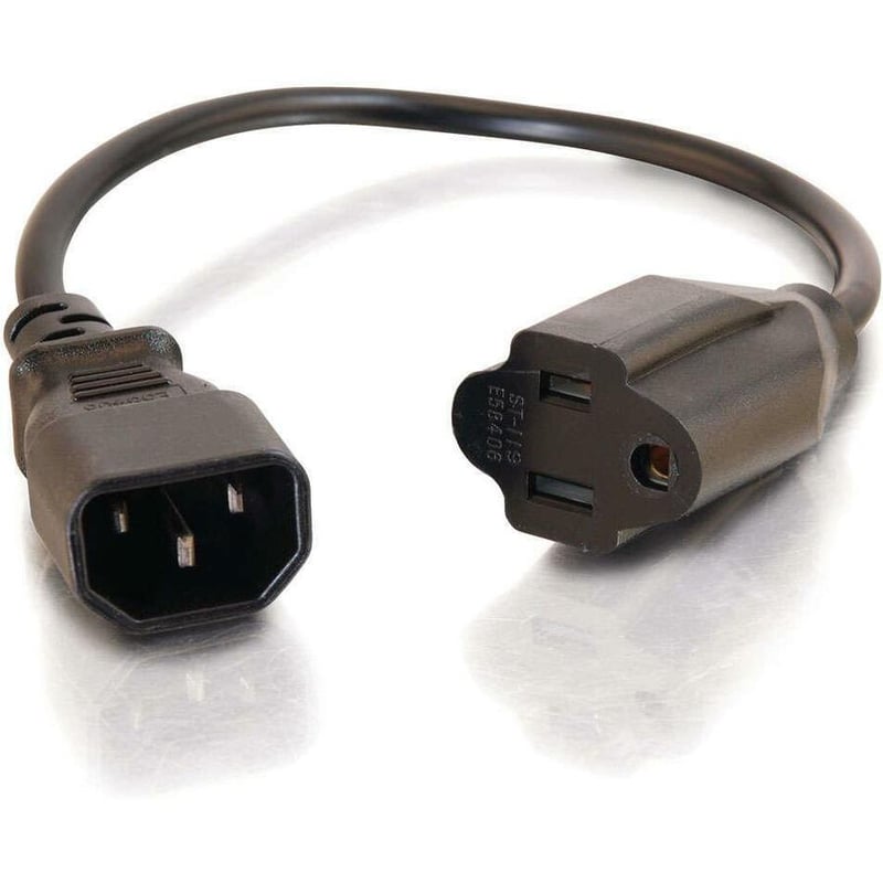 C2G 1ft Monitor Power Cord - 18 AWG - IEC320C14 to NEMA 5-15R - Thumbnail 2