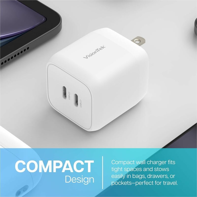 VisionTek 45W GaN II Power Adapter - 2 Port - Thumbnail 2