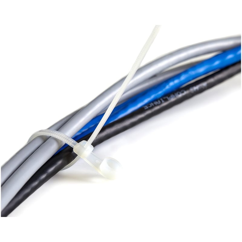 StarTech.com 6"(15cm) Cable Ties with Mounting Hole, 1-1/2"(40mm) Dia, 40lb(18kg) Tensile Strength, Nylon Zip Ties, UL Listed, 100 Pack - Thumbnail 3
