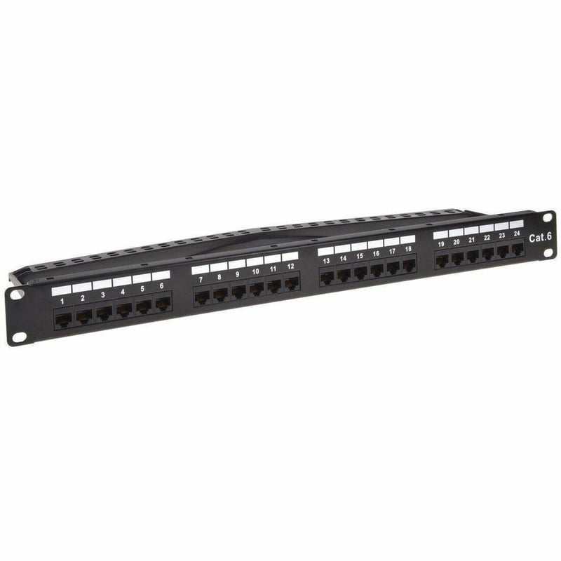 MONOPRICE 24-PORT CAT6 UNSHIELDED UL LISTED PATCH PANEL_ 1U_ 110/DUAL IDC_ WITH - Thumbnail 1