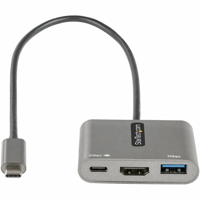 StarTech.com USB C Multiport Adapter, USB-C to HDMI 4K, 100W PD Pass-Through, USB 3.0 Hub 5Gbps (1xC/1xA), USB-C Mini Dock/Travel Dock - Thumbnail 2