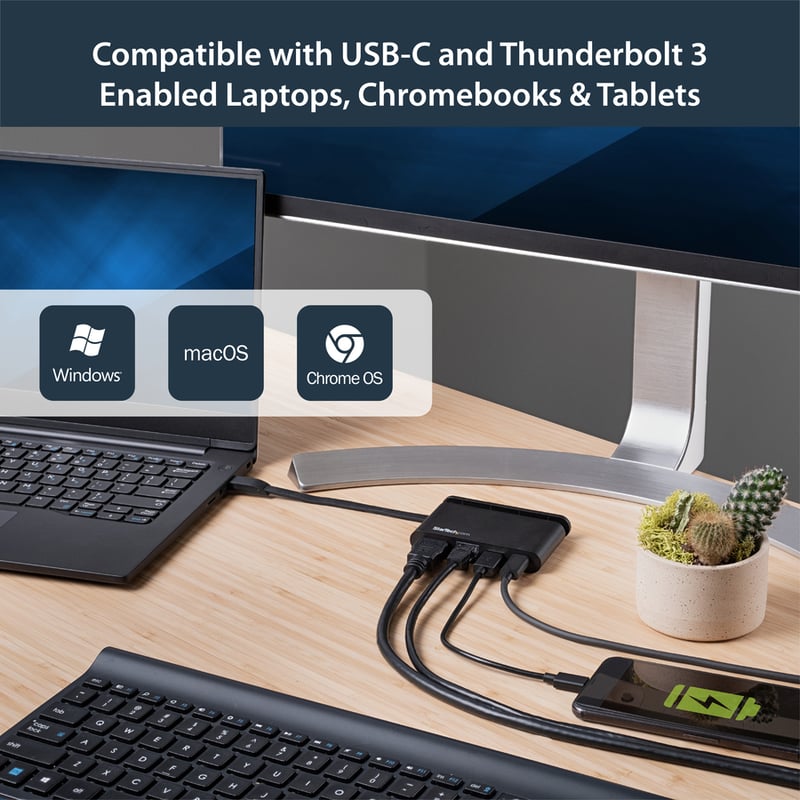 StarTech.com USB C Multiport Adapter - USB-C Travel Dock to 4K HDMI, 100W PD 3.0 Pass-Through, USB-A USB-C, GbE - Portable USB Type-C Dock - Thumbnail 4