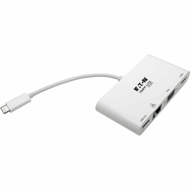 Tripp Lite by Eaton USB C Docking Station Adapter 4K w/ HDMI, VGA, Gigabit Ethernet, USB-A Hub White, Thunderbolt 3 Compatible - Thumbnail 4