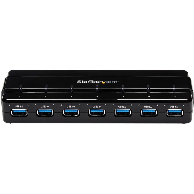 StarTech.com 7 Port SuperSpeed USB 3.0 Hub - 5Gbps - Desktop USB Hub with Power Adapter - Black - Thumbnail 2