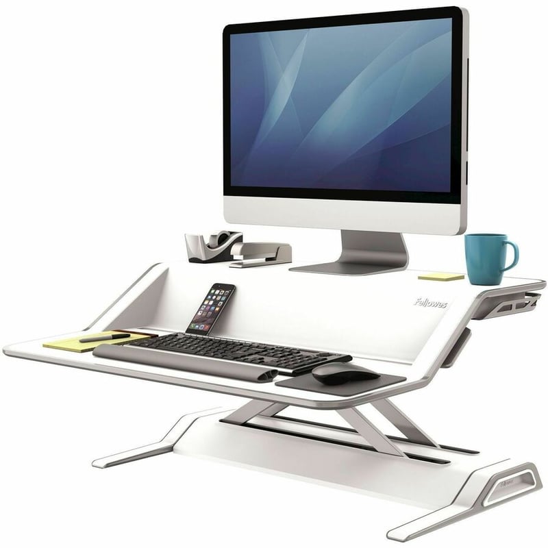 Fellowes Lotus Sit-Stand Workstation, White - Thumbnail 3