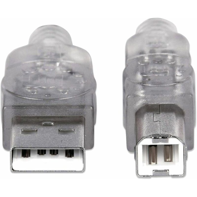 Manhattan Hi-Speed USB 2.0 A Male to B Male Device Cable, 16', Translucent Silver - Thumbnail 4