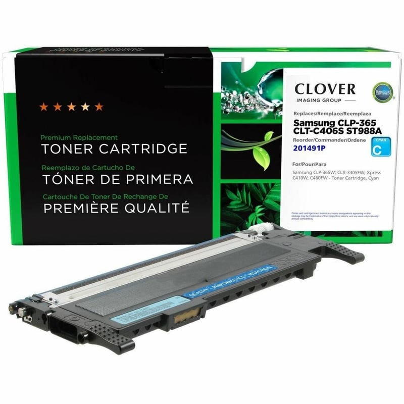 Clover Imaging Remanufactured Cyan Toner Cartridge for Samsung CLT-C406S - Thumbnail 1
