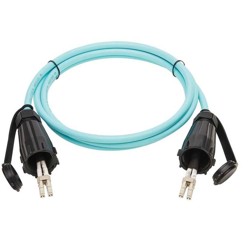 Eaton Tripp Lite Series 10Gb Rigid Industrial Duplex Multimode 50/125 OM3 Fiber Patch Cable (LC/LC) - IP68, Aqua, 2 m (6.6 ft.) - Thumbnail 3