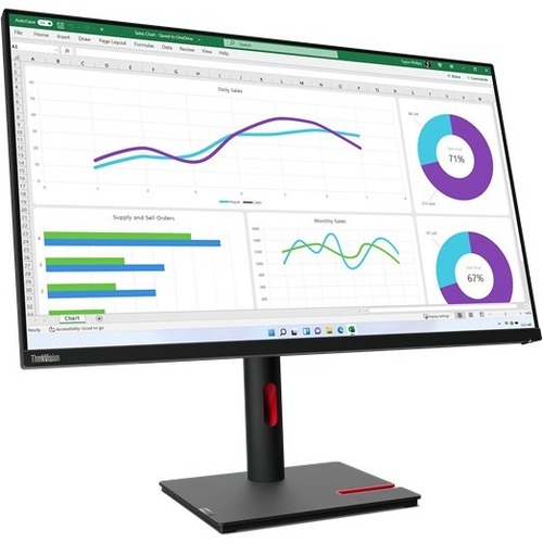 Lenovo ThinkVision T32h-30 32" Class Webcam WQHD LED Monitor - 16:9 - Raven Black - Thumbnail 1