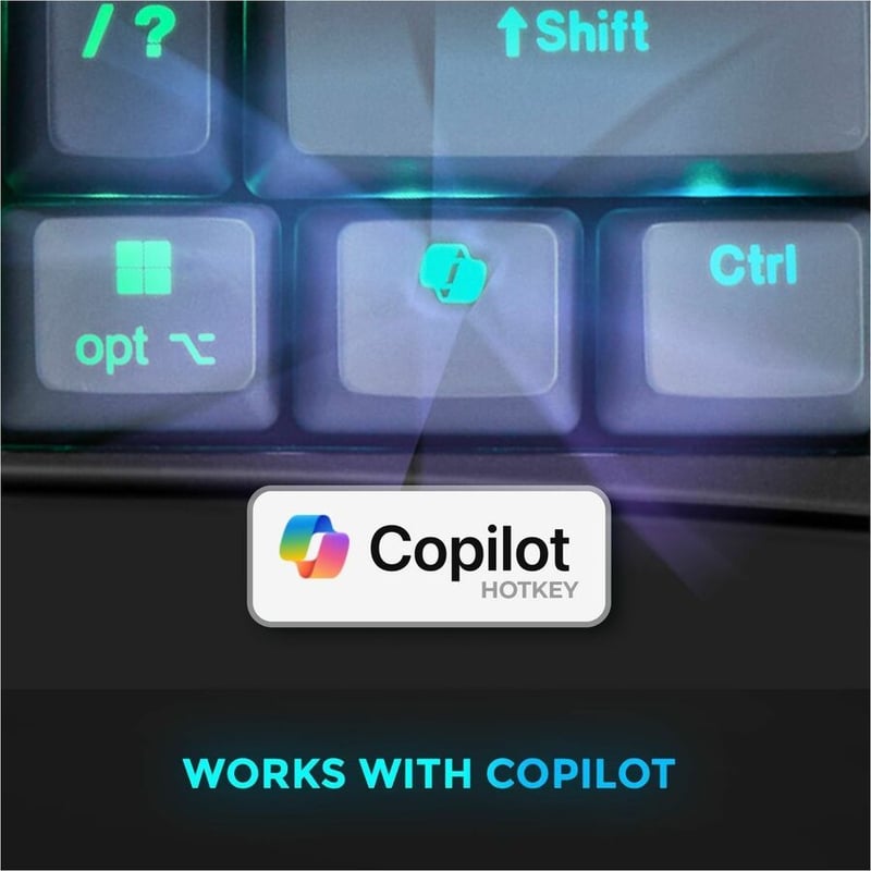 WIRED/WRELESS/B/T MULTI-OS MINI KEYBOARD W/COPILOT AI HOTKEY - Thumbnail 3