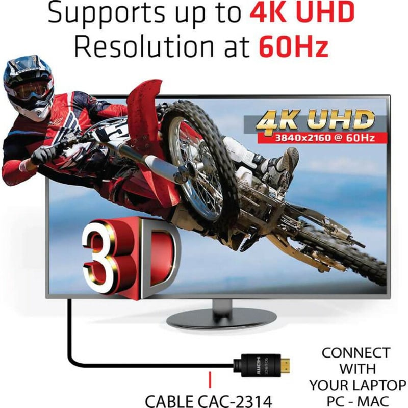 Club 3D HDMI 2.0 4K60Hz UHD RedMere Cable 15 m/49.21ft Male/Male - Thumbnail 3