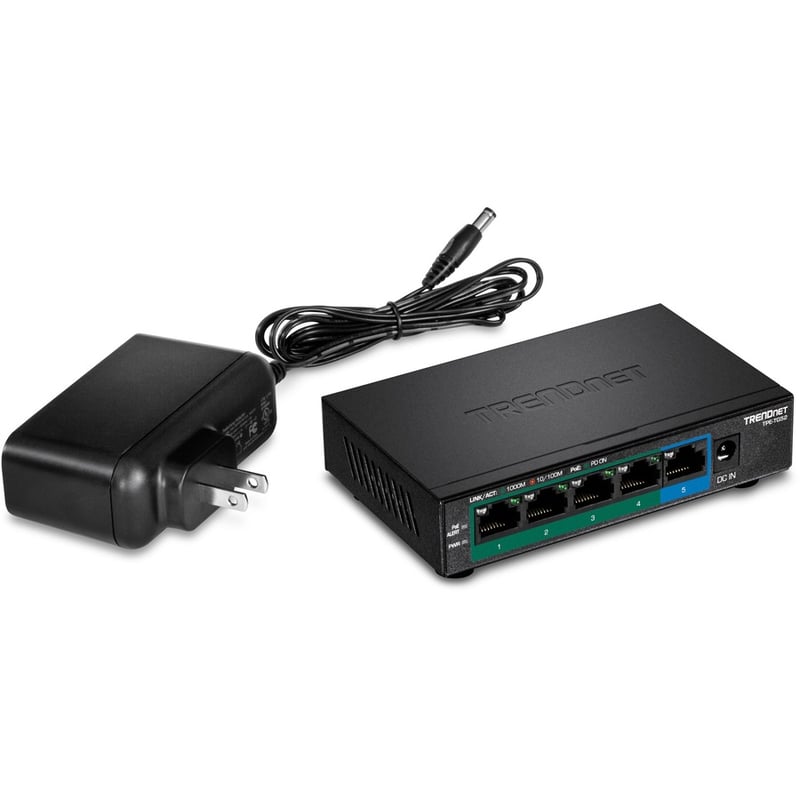 TRENDnet 5-Port Gigabit PoE+ Switch, 32W PoE Power Budget, 10Gbps Switching Capacity, IEEE 802.1p QoS, DSCP Pass-Through Support, Fanless, Wall Mountable, Lifetime Protection, Black, TPE-TG52 - Thumbnail 5