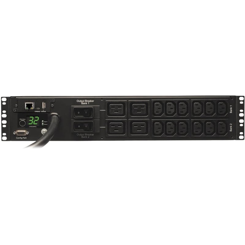 Tripp Lite by Eaton PDU 7.4kW Single-Phase Monitored PDU with LX Platform Interface 230V Outlets (12-C13 4-C19) IEC-309 32A Blue 12 ft. (3.66 m) Cord 2U Rack-Mount TAA - Thumbnail 4