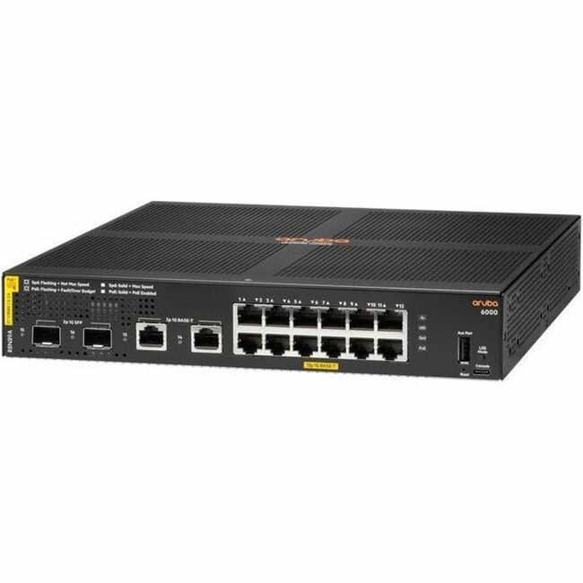 HPE Aruba Networking CX 6000 12G Class4 PoE 2G/2SFP 139W Switch - Thumbnail 1